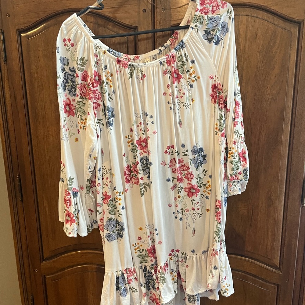 Terra & Sky Floral Blouse with Pink and Blue Accents